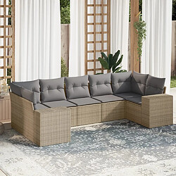 vidaXL Salon de jardin avec coussins 7 pcs beige résine tressée 