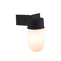 Endon Applique murale extérieure à 1 ampoule en verre blanc, polycarbonate noir IP44, E27