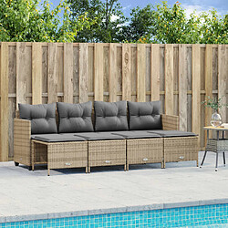 vidaXL Salon de jardin avec coussins 5 pcs beige résine tressée 