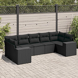 Maison Chic Salon de jardin 7 pcs avec coussins | Ensemble de Table et chaises | Mobilier d'Extérieur noir résine tressée -GKD91694