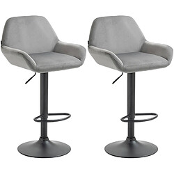 Non Lot de 2 tabourets de bar Braga velours noir 