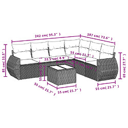 Avis vidaXL Salon de jardin avec coussins 7 pcs beige résine tressée