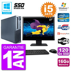 PC Lenovo M82 SFF Ecran 27" i5-3470 RAM 16Go SSD 120Go Graveur DVD Wifi W7 - Occasion