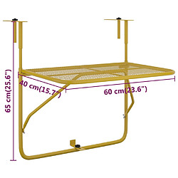 vidaXL Table de balcon Doré 60x40 cm Acier pas cher