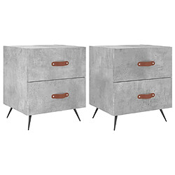 vidaXL Tables de chevet 2pcs gris béton 40x35x47,5cm bois d’ingénierie