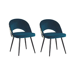 Beliani Chaise de salle à manger Set de 2 Velours Bleu azur VIVIAN