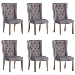 vidaXL Chaises à manger lot de 6 gris velours