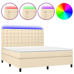 vidaXL Sommier à lattes de lit et matelas et LED Crème 160x200cm Tissu