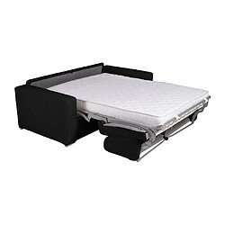 Acheter Vente-Unique Canapé 3 places convertible express 100% cuir de buffle noir matelas 22 cm DELECTEA II