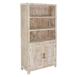 WOMO-DESIGN Armoire Polyvalente Turin Shabby Chic 110x210x45 cm, en Bois de Manguier, Naturel et Blanc, avec 2 Portes, 3 Compartiments Ouverts, Vintage, Unique, Fait à Main, Meuble de Rangement