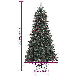 vidaXL Sapin de Noël artificiel avec support Vert 210 cm PVC pas cher