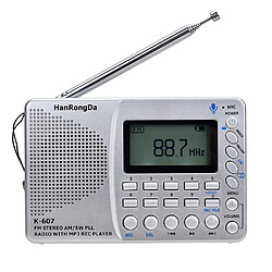 Universal K607 radio portable AM/FM/SW/TF radio de poche MP3 magnétoscope numérique support TF carte USB REC magnétophone temps de sommeil 