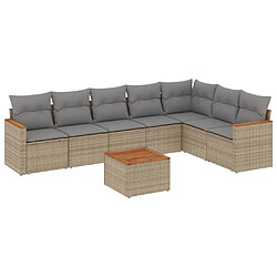 vidaXL Salon de jardin avec coussins 8pcs mélange beige résine tressée