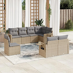 vidaXL Salon de jardin avec coussins 8 pcs beige résine tressée