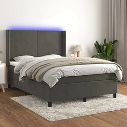 vidaXL Sommier à lattes de lit matelas et LED Gris foncé 140x200 cm