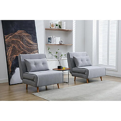 Vente-Unique Fauteuil convertible en tissu gris clair URIBIA