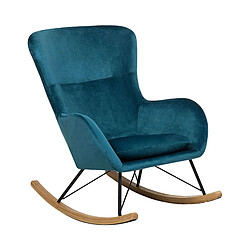 Beliani Fauteuil à bascule Velours Bleu azur ELLAN 