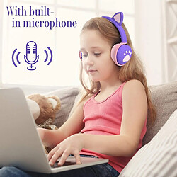 Acheter Universal Écouteurs pour enfants - Bluetooth Bluetooth LED sans fil pour chat avec microphone / tablette / PC en ligne (violet foncé)