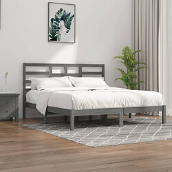 vidaXL Cadre de lit sans matelas gris bois massif 180x200 cm