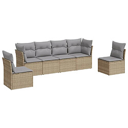 vidaXL Salon de jardin avec coussins 6 pcs beige résine tressée