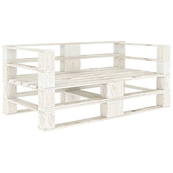 vidaXL Canapé palette à 2 places de jardin Blanc Bois