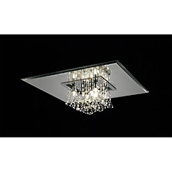 Luminaire Center Plafonnier Starda carré 8 Ampoules G9 chrome poli/cristal