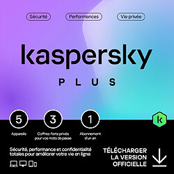 Kaspersky Plus - Licence 1 an - 5 appareils - A télécharger 