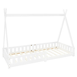 ML-Design Lit d'enfants Tipi blanc antichute lit en bois de pin aspect maison 200x90 cm