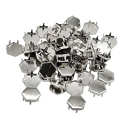 50 pcs métal griffe punk rivets hex piques rivet pour sacs chaussures deocr argent