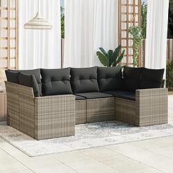 vidaXL Salon de jardin 6 pcs avec coussins gris clair résine tressée