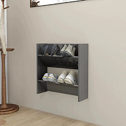 vidaXL Armoire à chaussures murale gris brillant bois d’ingénierie