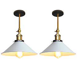 Stoex 2pcs Plafonnier Industriel Métal 26cm Design Parapluie Chapeau Blanc Suspension Luminaire , Lampe Applique Murale Eclairage E27 pour Cuisine Salle à manger Salon Chambre Noir 