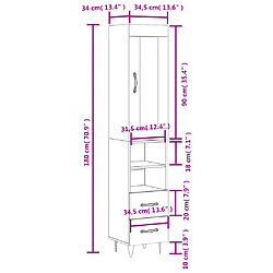 vidaXL Buffet haut Gris béton 34,5x34x180 cm Bois d'ingénierie pas cher