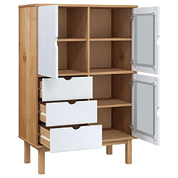 Avis vidaXL Buffet haut OTTA marron et blanc 85x43x125 cm bois massif pin