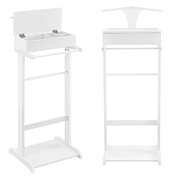 Helloshop26 Valet de chambre avec boîte ouvrable avec 4 poches 110 cm MDF blanc 03_0004519