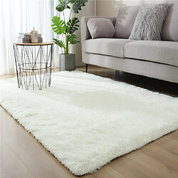 LUUCOZK Tapis à poils longs doux et moelleux pour chambre à coucher et salon - Blanc cassé-60 x 120 cm 