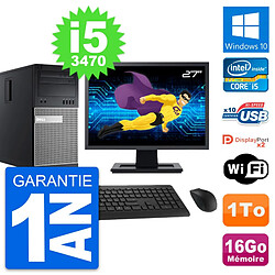 PC Tour Dell 9010 Ecran 27" Intel i5-3470 RAM 16Go Disque 1To Windows 10 Wifi · Occasion 