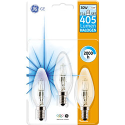 Ampoule Halogène flamme E14 - 30 W - Lot de 3 - GE LIGHTING