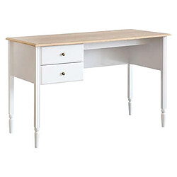 Pegane Bureau avec 2 tiroirs en bois coloris blanc - Longueur 120 x Profondeur 55 x Hauteur 77 cm