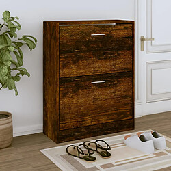 vidaXL Armoire à chaussures Chêne fumé 63x24x81 cm Bois d'ingénierie 