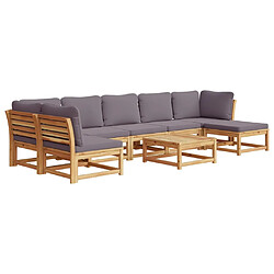 vidaXL Salon de jardin avec coussins 8 pcs bois massif d'acacia