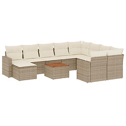 Maison Chic Salon de jardin 11 pcs avec coussins | Ensemble de Table et chaises | Mobilier d'Extérieur beige résine tressée -GKD78949