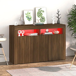 Avis Maison Chic Buffet commode,console avec lumières LED pour rangement chêne marron 115,5x30x75 cm -MN70760