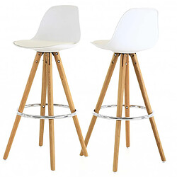 Lot de 4 Chaises de Bar Haute Blanche Piétement Chêne KosyForm