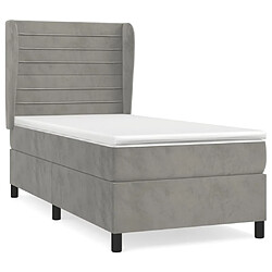 vidaXL Sommier à lattes de lit et matelas Gris clair 100x200cm Velours