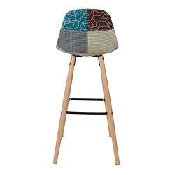 Avis Toilinux 2 Tabourets de bar scandinaves patchwork Riga - H. 92 cm - Beige