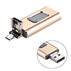 Avis Wewoo Clé USB or pour iPhone et iPad & iPod la plupart des smartphones Android PC 3 en 1 USB 2.0 Lightning 8 broches lecteur flash USB Micro 64Go,