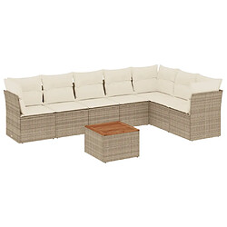 vidaXL Salon de jardin avec coussins 8 pcs beige résine tressée