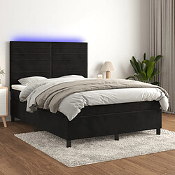 vidaXL Sommier à lattes de lit avec matelas LED Noir 140x200cm Velours 