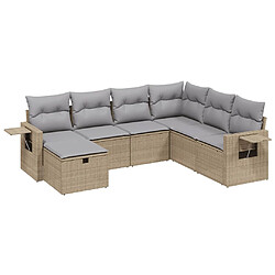 vidaXL Salon de jardin avec coussins 7pcs mélange beige résine tressée